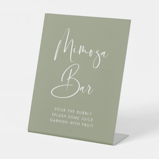Signe De Table Elégant et moderne Sage Green mariage bar Mimosa (Recto)