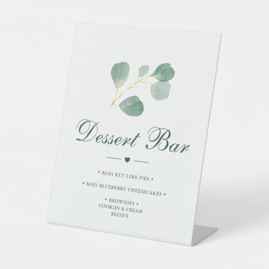 Signe De Table Elégant Eucalyptus Mariage Dessert Bar (Recto)