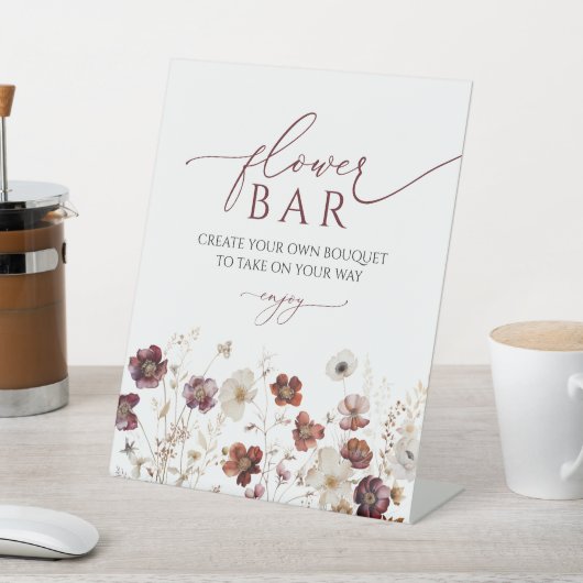 Signe De Table Elegant Fall Wildflowers Flower Bar Sign (In SItu)