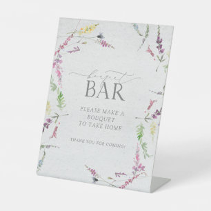 Signe De Table Elégant Fleur sauvage Aquarelle Douche Bouquet Bar