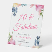 Signe De Table Elégant Floral 70e anniversaire fête Bienvenue (Recto)