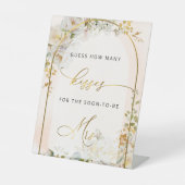 Signe De Table Élégant Floral Combien de Baisers Fête des mariées (Recto)
