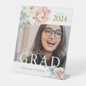 Signe De Table Élégant Floral Custom Graduation Signal Pedestal (Recto)