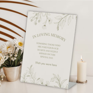Signe De Table Élégant floral "In Love Memory" mariage commémorat