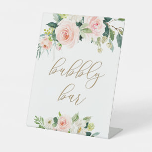 Signe De Table Élégant flou Aquarelle Florale Barre de bulles Sig