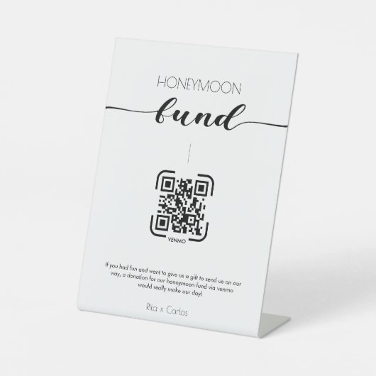 Signe De Table Élégant fonds de calligraphie Lune de miel Code QR (Recto)