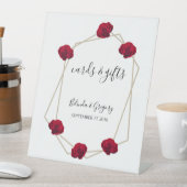 Signe De Table Elégant Géométrique Rouge Rose Cartes de Mariage & (In SItu)