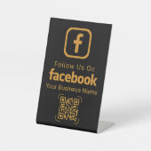 Signe De Table Elegant Gold Facebook QR Code Business Sign (Recto)