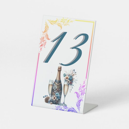 Signe De Table Elegant Gold Greenery Botanical Wedding Table Numb (Recto)