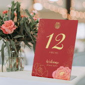 Signe De Table Elegant Gold Peony Chine Mariage Table