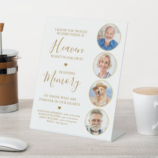 Signe De Table Elegant Gold Photo Collage Heaven Mariage Memorial (In SItu)