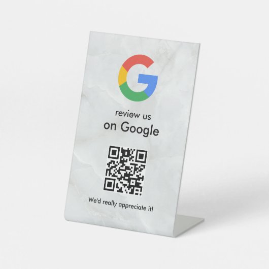 Signe De Table Elegant Google reviews qr code tabletop sign (Recto)