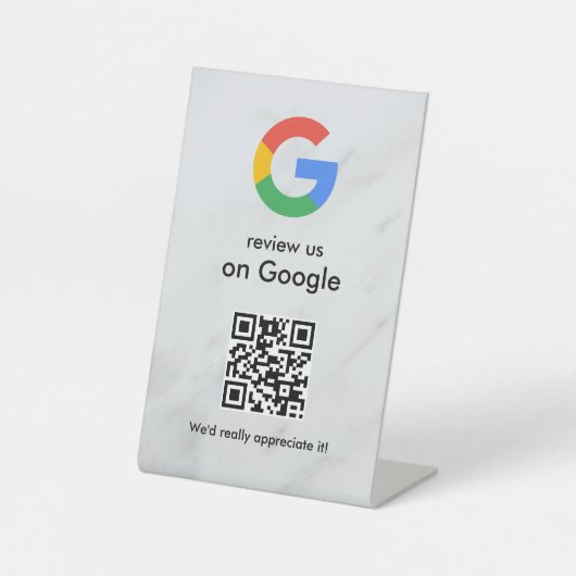 Signe De Table Elegant Google reviews qr code tabletop sign (Recto)