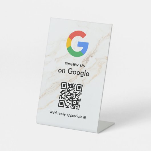 Signe De Table Elegant Google reviews qr code tabletop sign (Recto)