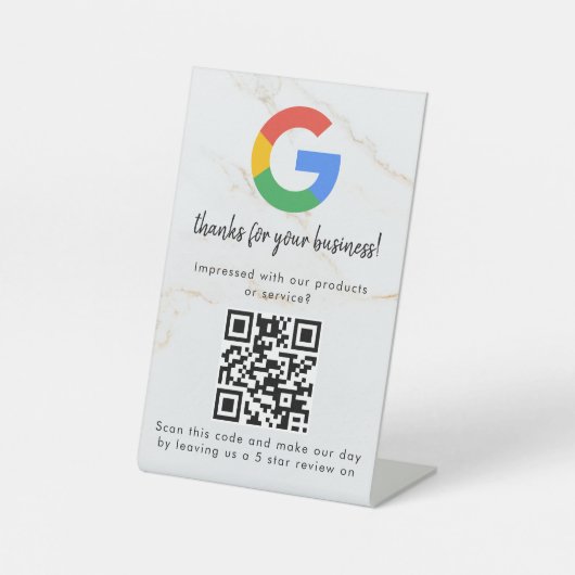 Signe De Table Elegant Google reviews qr code tabletop sign (Recto)