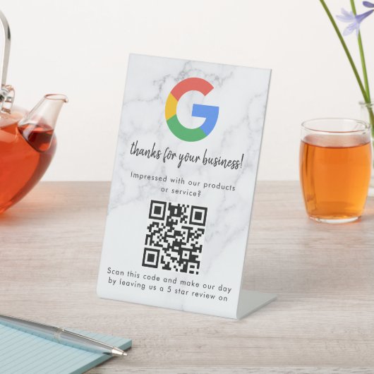 Signe De Table Elegant Google reviews qr code tabletop sign (In SItu)