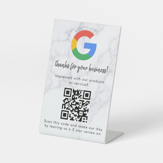Signe De Table Elegant Google reviews qr code tabletop sign (Recto)