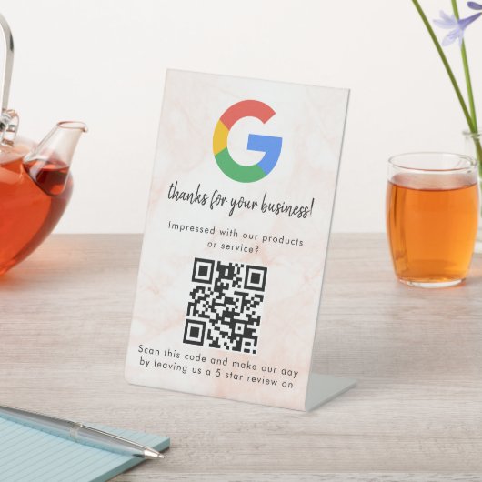 Signe De Table Elegant Google reviews qr code tabletop sign (In SItu)