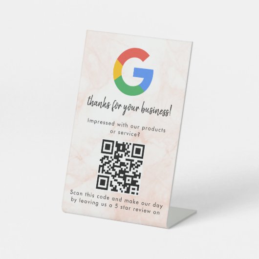 Signe De Table Elegant Google reviews qr code tabletop sign (Recto)