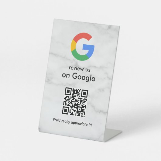 Signe De Table Elegant Google reviews qr code tabletop sign (Recto)