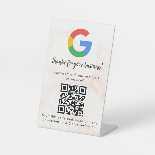 Signe De Table Elegant Google reviews qr code tabletop sign (Recto)