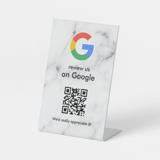 Signe De Table Elegant Google reviews qr code tabletop sign (Recto)