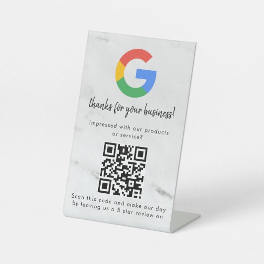 Signe De Table Elegant Google reviews qr code tabletop sign (Recto)