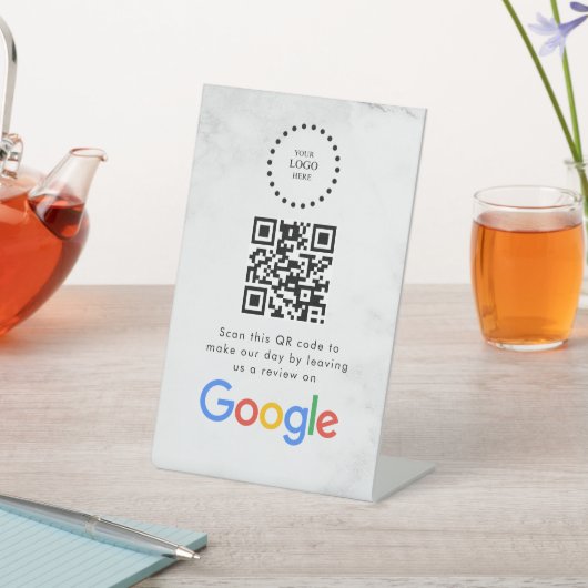 Signe De Table Elegant Google reviews qr code tabletop sign (In SItu)