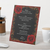 Signe De Table Élégant Goth Red Roses Menu Mariage (In SItu)