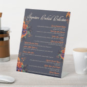 Signe De Table Élégant Gothique 3D Crâne floral menu cocktail (In SItu)