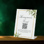 Signe De Table Elégant Green Leaf Mariage Honeymoon Fund<br><div class="desc">Cet élégant panneau de guéridon vert mariage en lune de miel est encadré de beaux feuilles d'aquarelle verte et de vignes d'oliviers et d'un cadre rectangle d'or. Cette belle palette de verdure et de couleurs sombres est parfaite pour un événement d'automne haut de gamme pour une mariée classe à l'automne....</div>