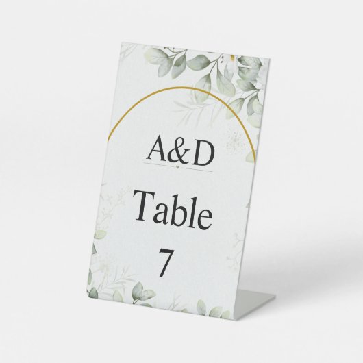 Signe De Table Elegant Green & White Floral Table Number (Recto)