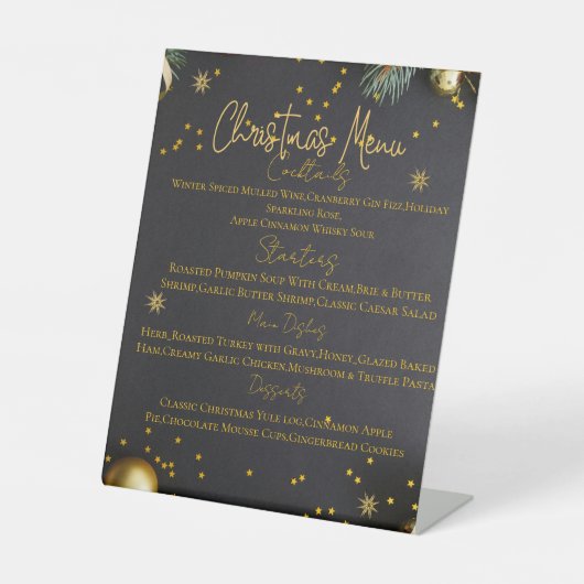 Signe De Table Elegant Holiday Dinner Menu Card (Recto)