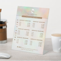 Elégant Holographique Beauticier Service Liste des