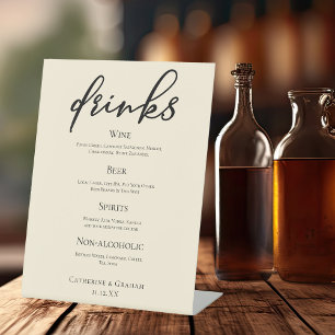 Signe De Table Elégant ivoire Simple Mariage Bar Menu Boissons