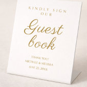 Signe De Table Elegant Ivory Gold Guest Book Message