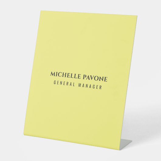 Signe De Table Élégant Jaune Clair Simple Plain Professionnel (Recto)