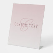 Signe De Table Élégant lettrage et monogramme | Rose Ombre (Recto)