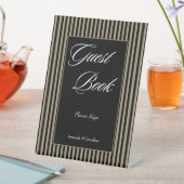 Signe De Table Élégant Livre d'hôtes Black and Green Stripes (In SItu)