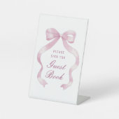 Signe De Table Élégant livre d'hôtes Bow rose Signal de piédestal (Recto)