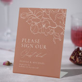 Signe De Table Élégant livre d'hôtes Mariage en terre cuite fleur