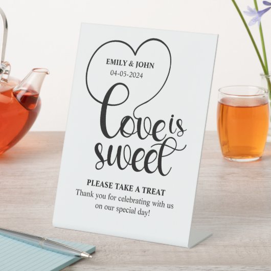 Signe De Table Elegant Love Is Sweet calligraphy Heart Wedding (In SItu)