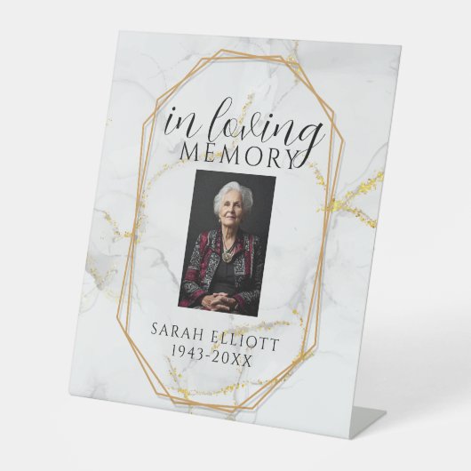 Signe De Table Elegant Marble In Loving Memory Template | Persona (Recto)