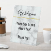 Signe De Table Elégant Marbre blanc Faux Bienvenue S'Il Vous Plaî (In SItu)