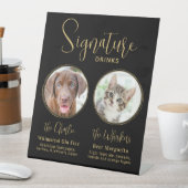 Signe De Table Elégant mariage Black Gold Pet Signature Boissons (In SItu)