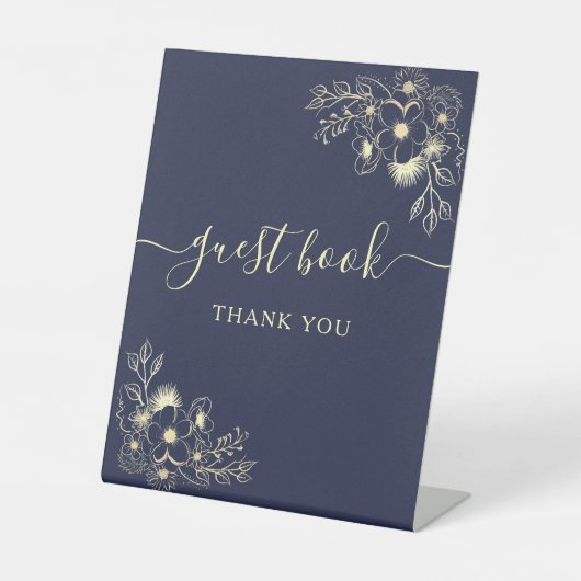 Signe De Table Élégant Mariage bleu de la marine (Recto)