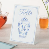 Signe De Table Élégant Mariage bleu et blanc Numéro de table (In SItu)