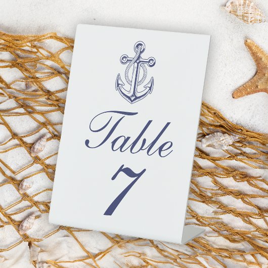 Signe De Table Élégant Mariage d'Ancre bleu marine