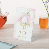 Signe De Table Élégant Mariage d'aquarelle de monogramme floral (In SItu)