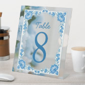 Signe De Table Élégant mariage de bleus et de superpositions blan (In SItu)